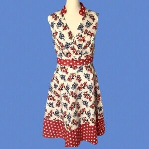 NWT Sucrefas Vintage Style Fit n Flare Polka Dot Floral